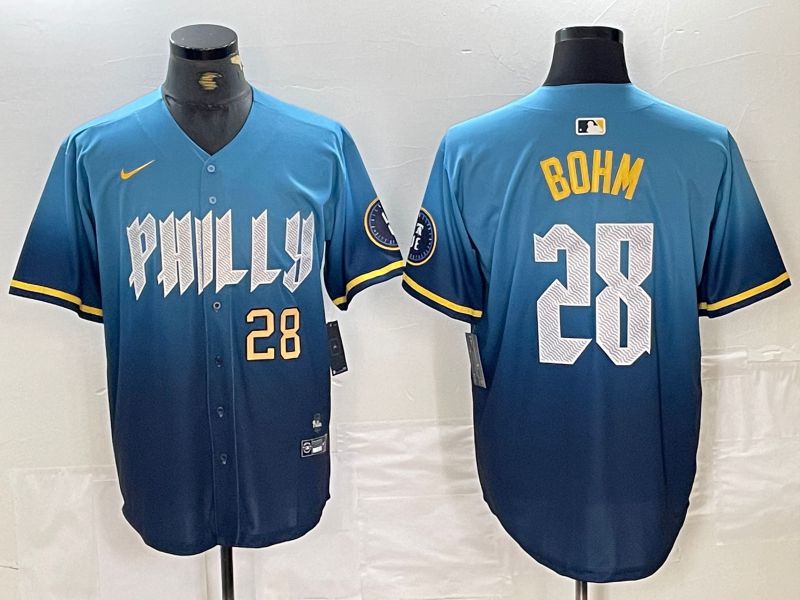 Men Philadelphia Phillies 28 Bohm Blue City Edition Nike 2024 MLB Jersey style 4